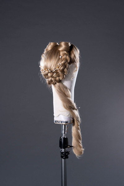 close up of margot robbie's jeweled wig from wuthering heights